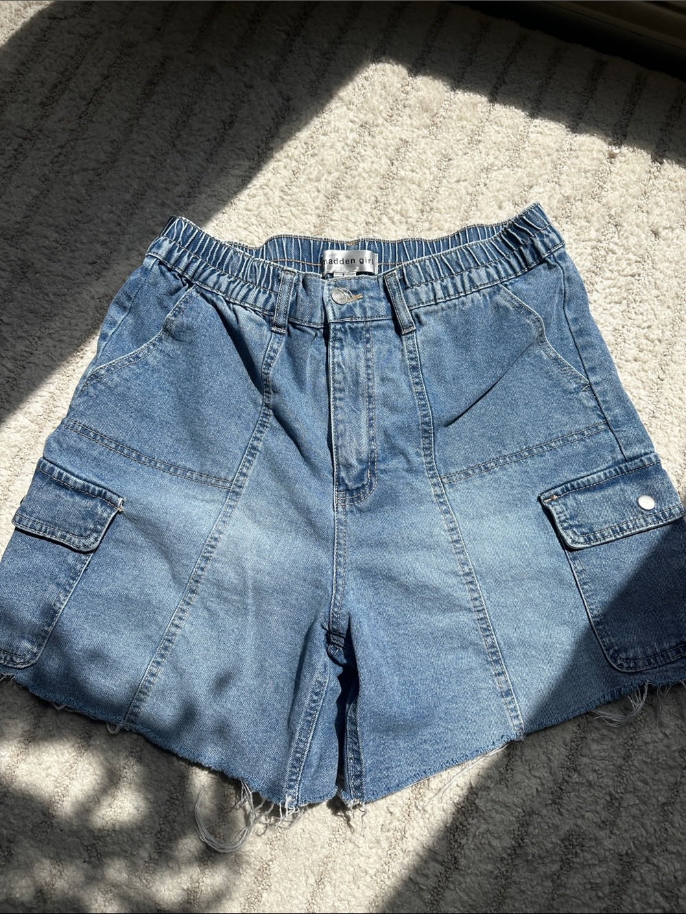 Madden Girl Light Blue Denim Cargo Shorts